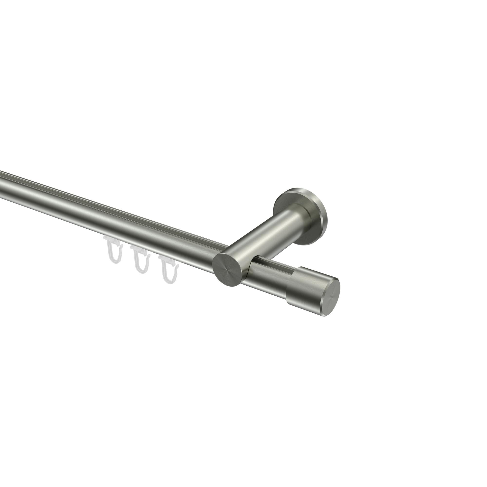 GARDINENSTANGE INNENLAUF Platon Santo 320 cm (geteilt in 2 x 160 cm), 1-läufig, 20 mm Ø Edelstahl-Optik - Edelstahlfarben, Metall (320cm) - INTERDECO