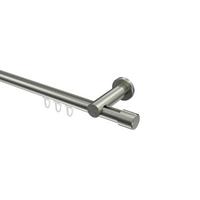 GARDINENSTANGE INNENLAUF Platon Santo 320 cm (geteilt in 2 x 160 cm), 1-läufig, 20 mm Ø Edelstahl-Optik - Edelstahlfarben, Metall (320cm) - INTERDECO