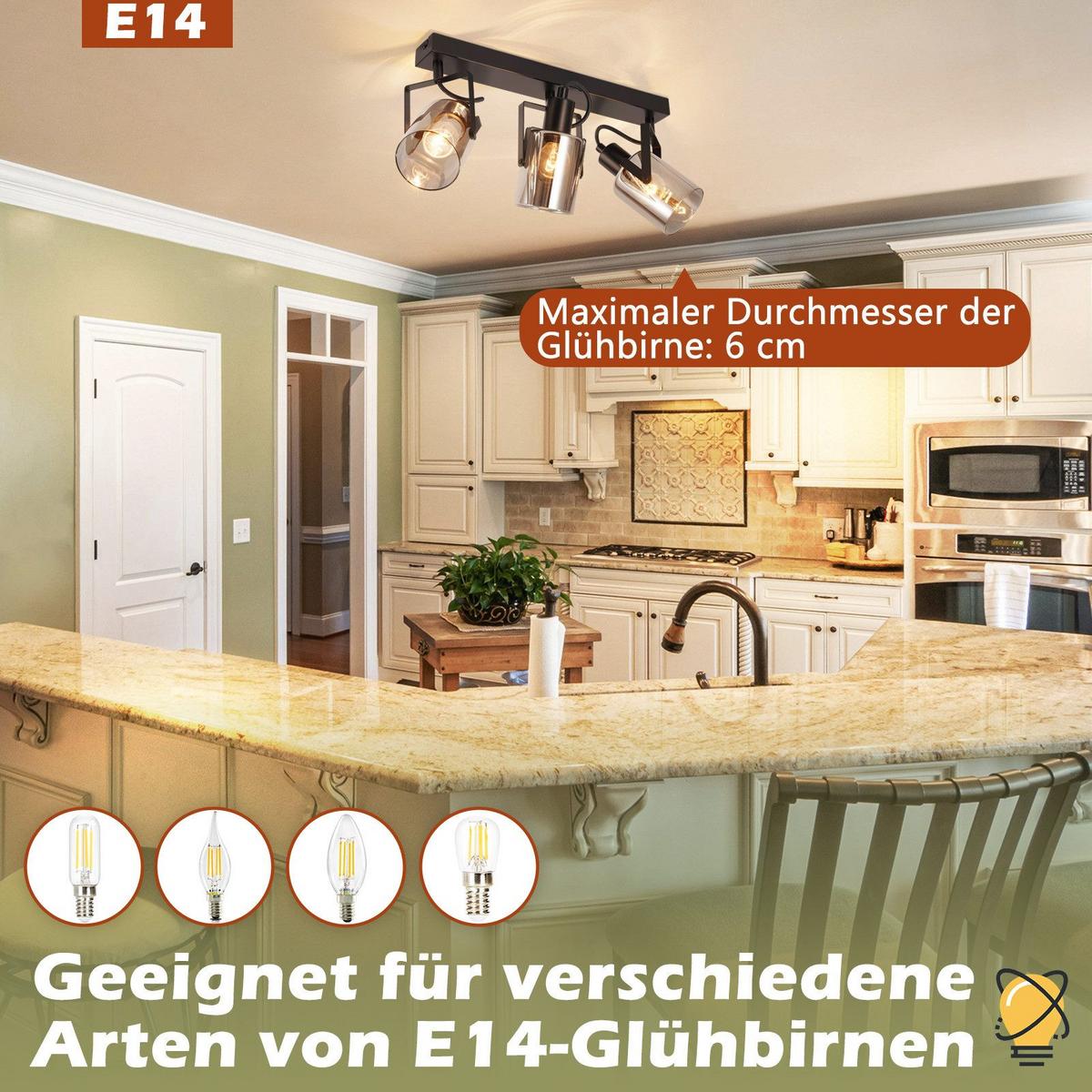 DECKENSTRAHLER Minden 3-flammig 44/9.5/18 cm - Schwarz, Metall (44/9.5/18cm) - Nettlife