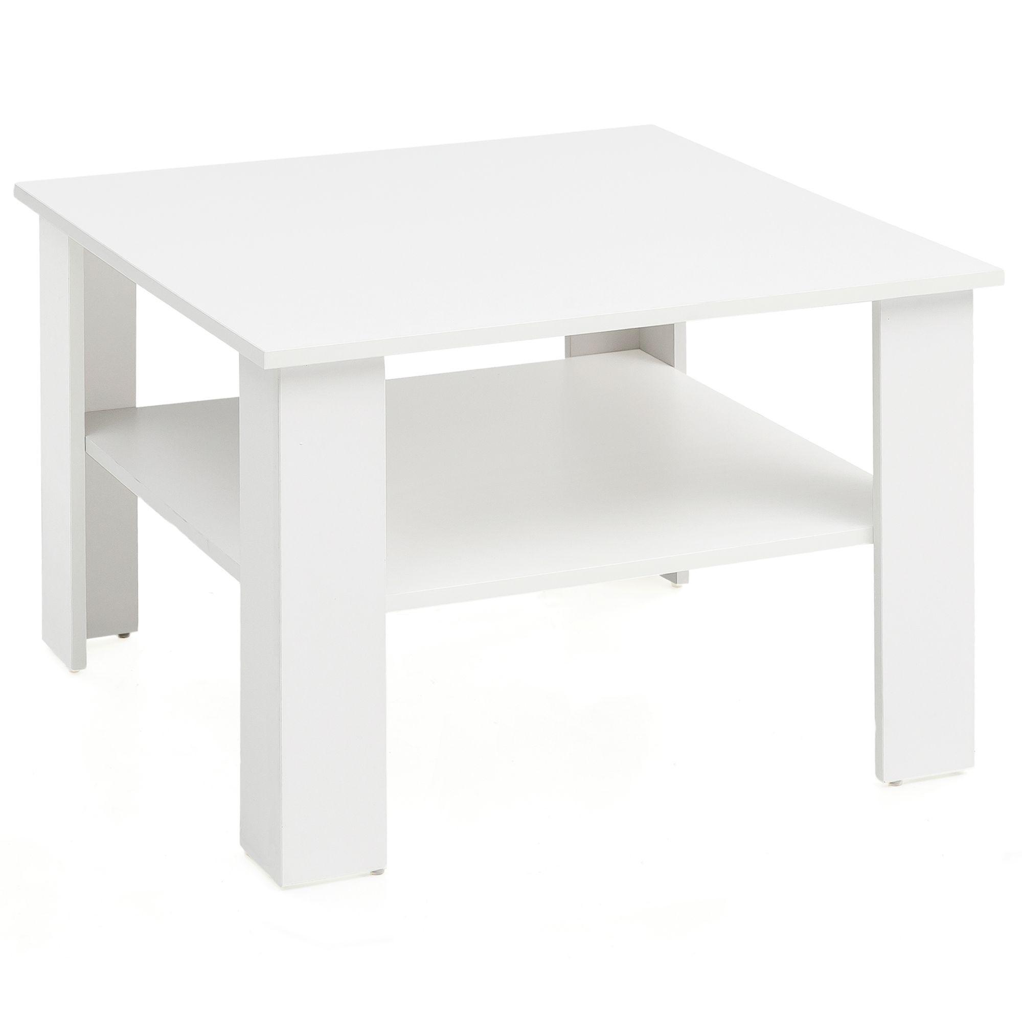 COUCHTISCH NIDDA aus Sonoma Eiche, kratzfest und Ablagefläche, Weiß 60x60x42 cm - Weiß, Holz (60/60/42cm) - KADIMA DESIGN