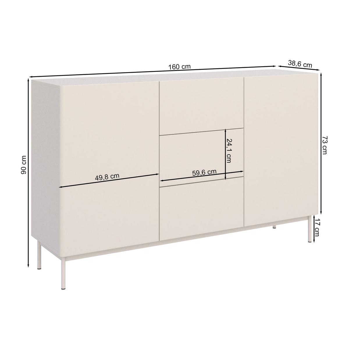 SIDEBOARD Olio KASCHMIR 160 CM - Kaschmir, Holzwerkstoff/Metall (160/90/38.6cm) - Selsey