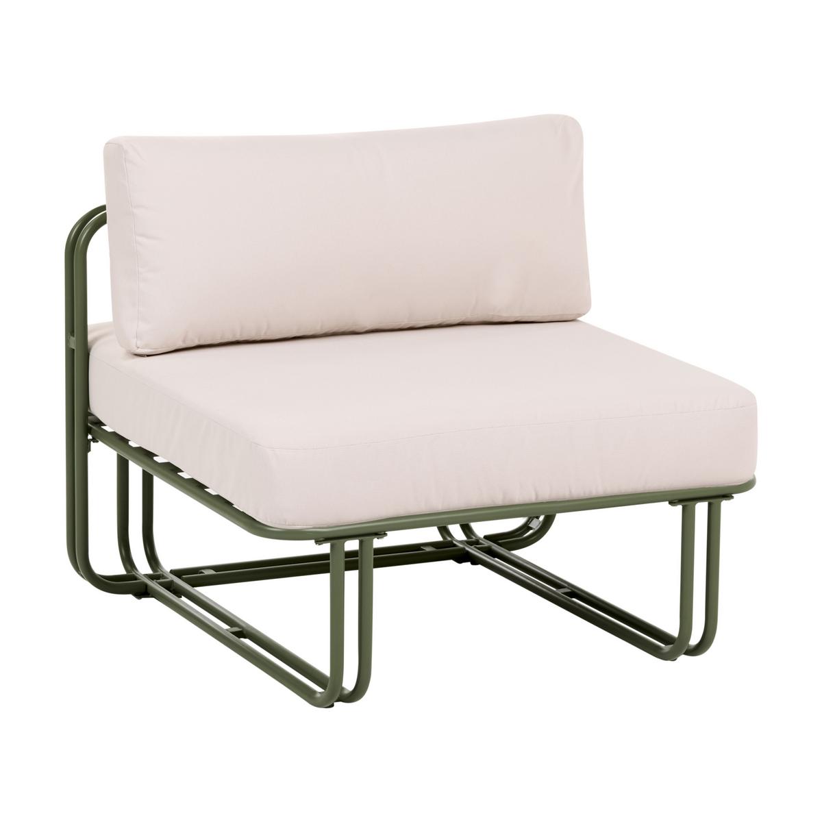 LOUNGE-SET mit Tisch und Ottomane 3-Sitzer Metall Grün Camerota - Beige/Grün, Metall - Beliani