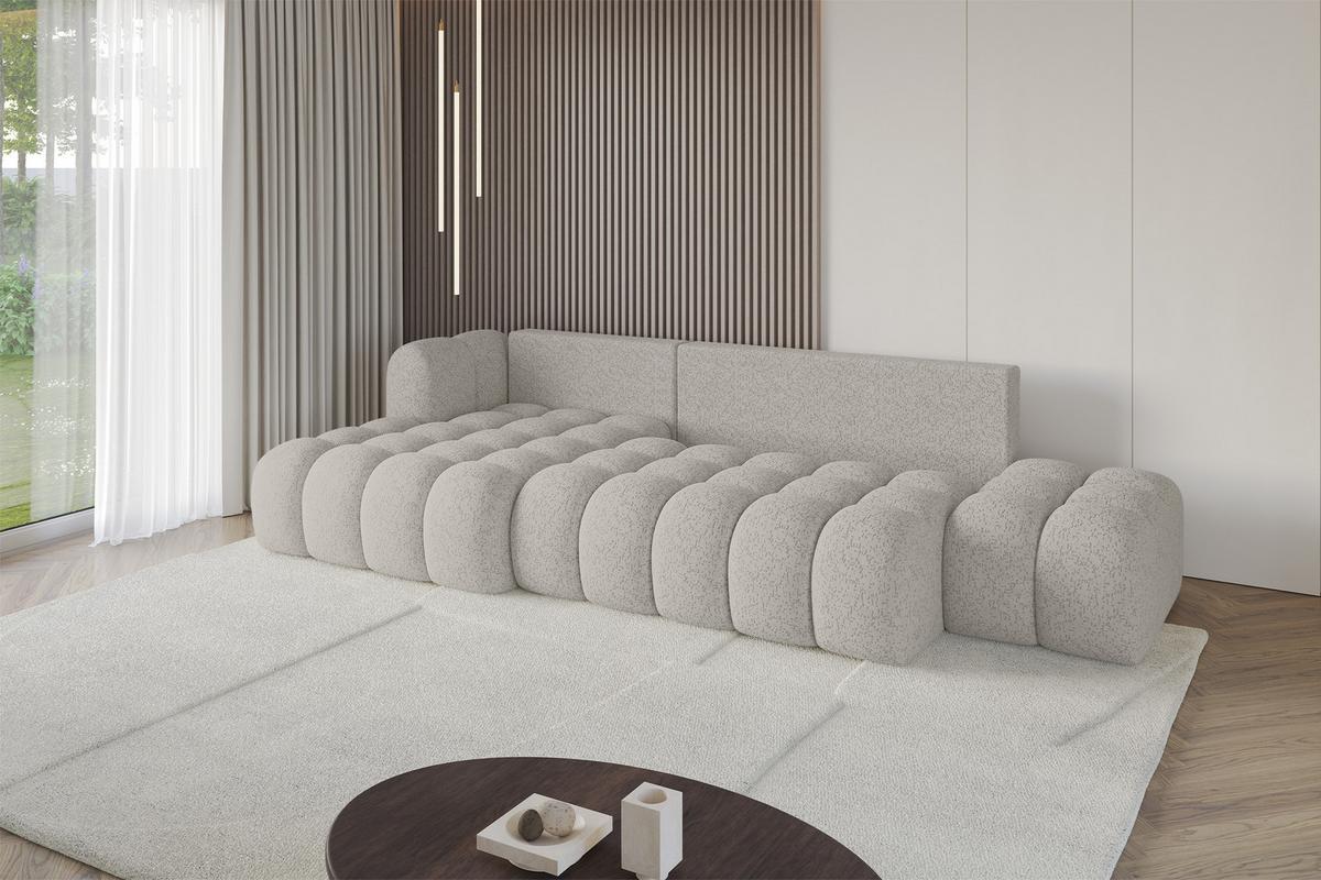 ECKSOFA mit Schlaffunktion Ottomane Links OLEA-L2 321x164x75 Hellgrau Tissu - Silberfarben/Schwarz, Holzwerkstoff/Kunststoff (321/164cm) - ALTDECOR