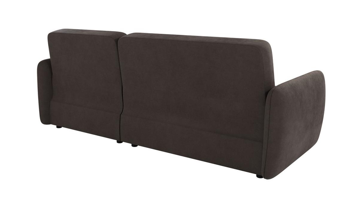 ECKSOFA Lupo Braun - Khaki Mikrofaser - Dunkelbraun/Schwarz, Holz/Kunststoff (232/147cm) - S-Style Möbel