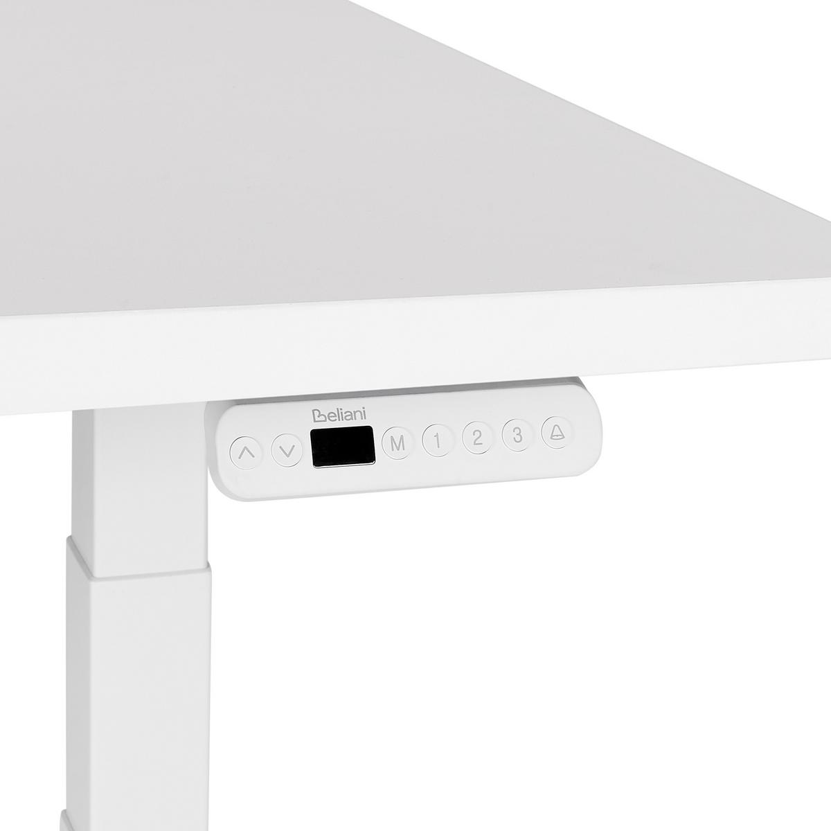 SCHREIBTISCH weiß 120/72 cm elektrisch höhenverstellbar Destines - Weiß, Holz (72/120/63cm) - Beliani