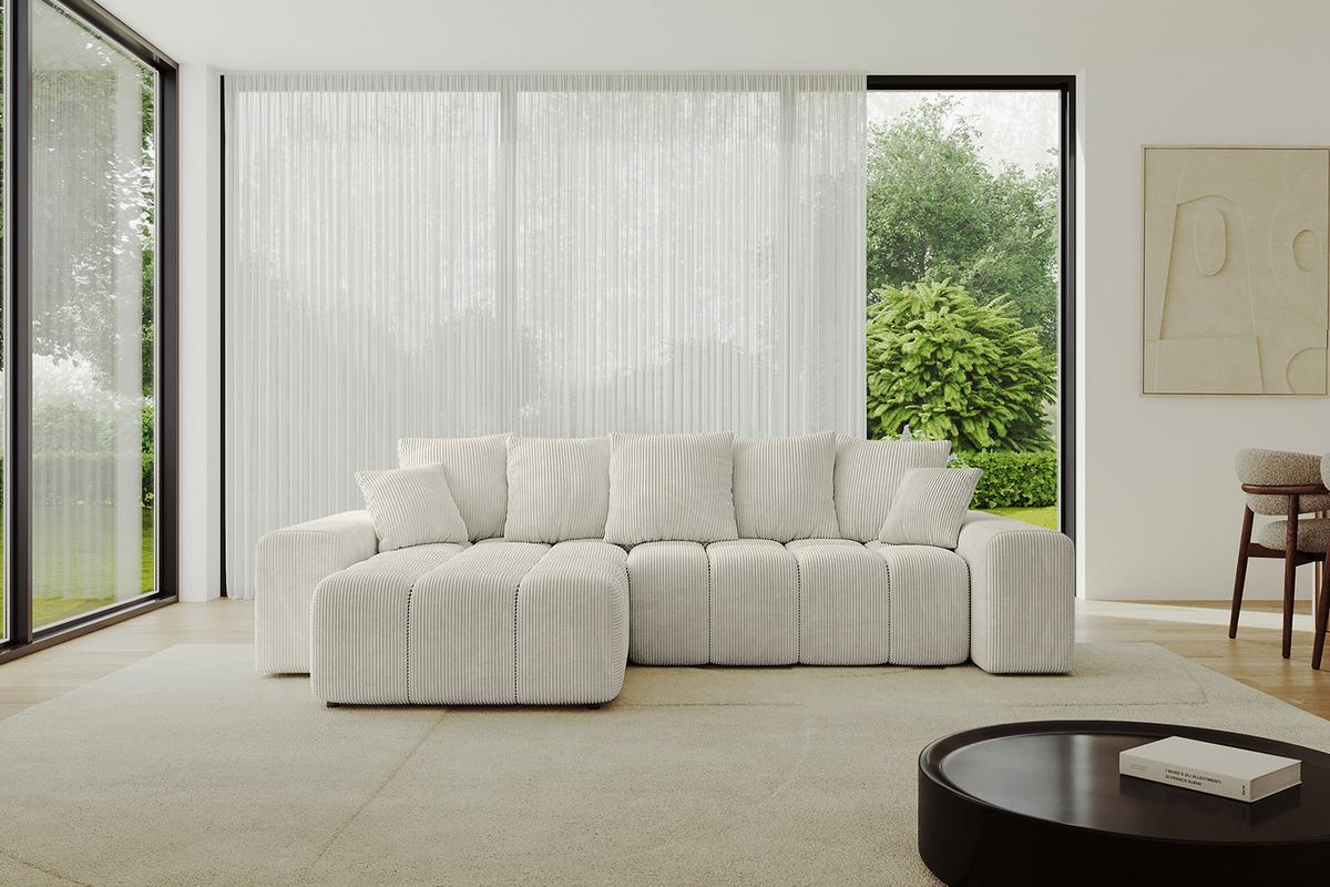 ECKSOFA Ottomane links ENIL-L 297x189x68 Creme Cord - Ecru/Creme, Holzwerkstoff/Kunststoff (297/189cm) - ALTDECOR