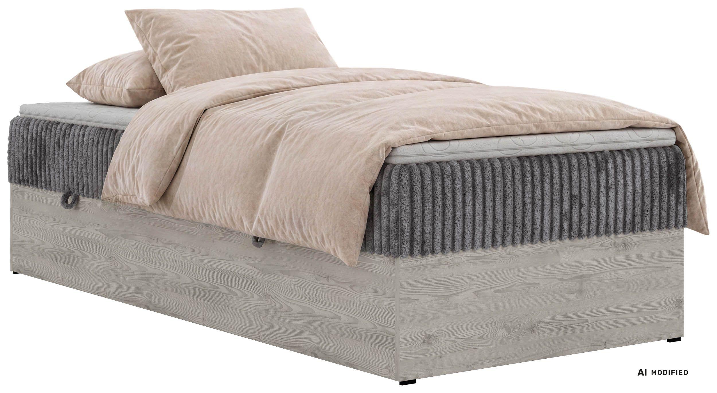 BOXBETT NORDIC ZERO 90/200 - Grau Cord - Topper Visco - H4 - Schwarz/Grau, Kunststoff/Textil (90/200cm) - MKS