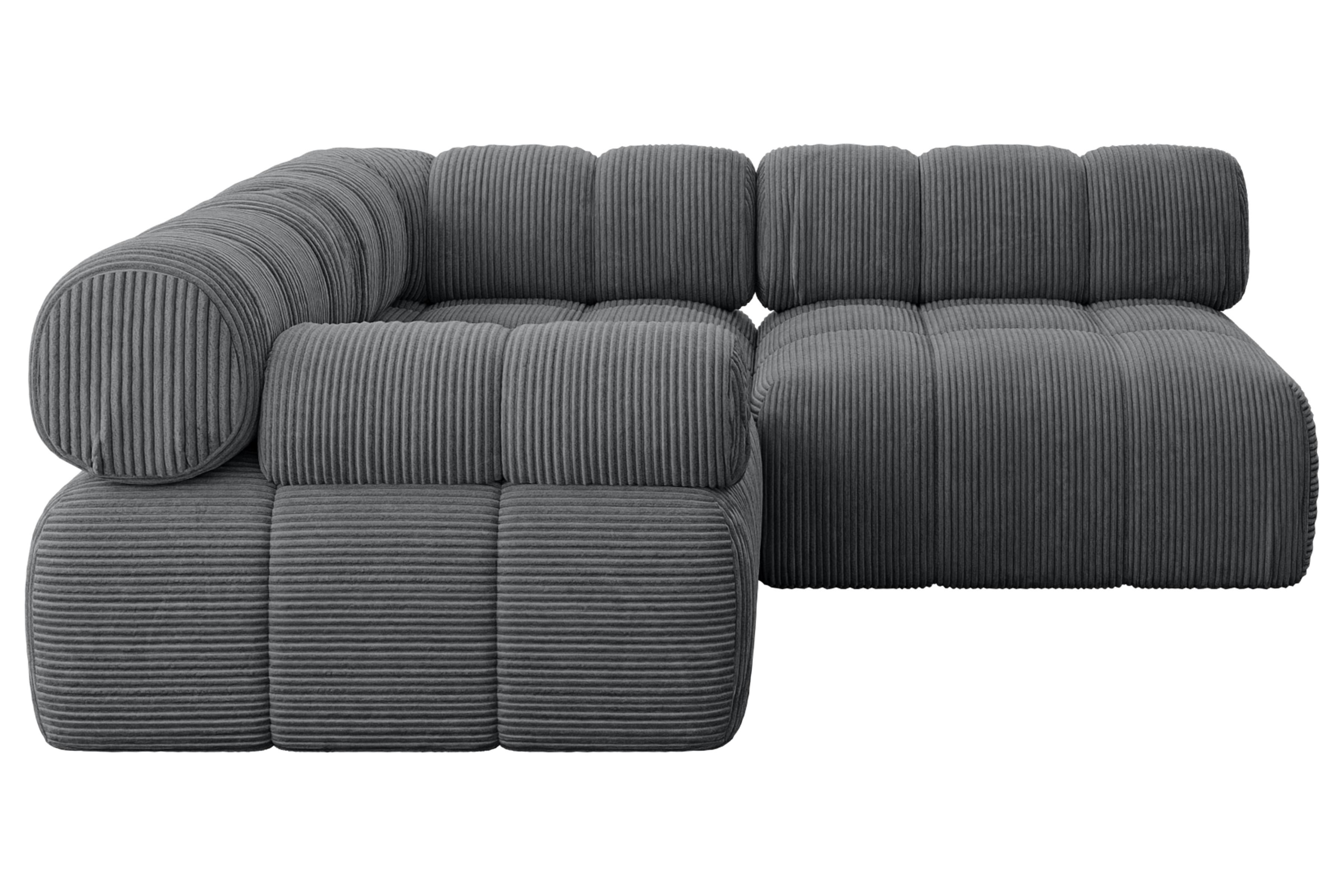 ECKSOFA modulares Sofa Mende-L1 - 190x190x70 cm Dunkelgrau Cord - Dunkelgrau, Holzwerkstoff/Textil (190/190cm) - ALTDECOR