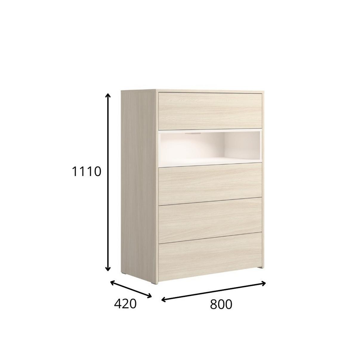 KOMMODE BALYR 79,8/111/40cm mit 4 Schubladen Türen Eiche Helle - Eichefarben/Beige, Holzwerkstoff (79.8/111/40cm) - MASSENO