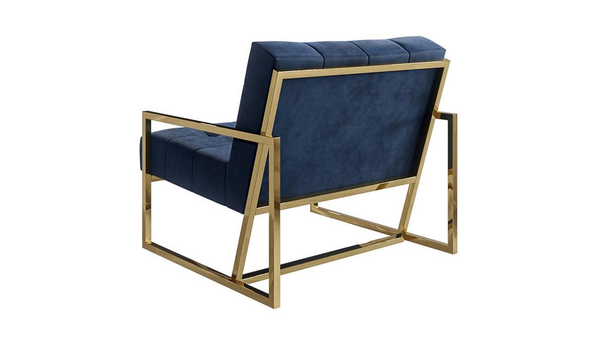 LOUNGESESSEL Duban Blau Samtstoff - Goldfarben/Dunkelblau, Holz/Textil (84/81/89cm) - S-Style Möbel