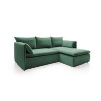 ECKSOFA PREGIO Grün Plüsch-Stoff mit Schlaffunktion - Grün, Holz (230/166cm) - MASSENO