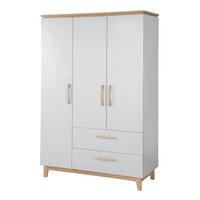 KLEIDERSCHRANK Caro 3-türig - Hellgrau, Holzwerkstoff (134.5/200/55cm) - Roba