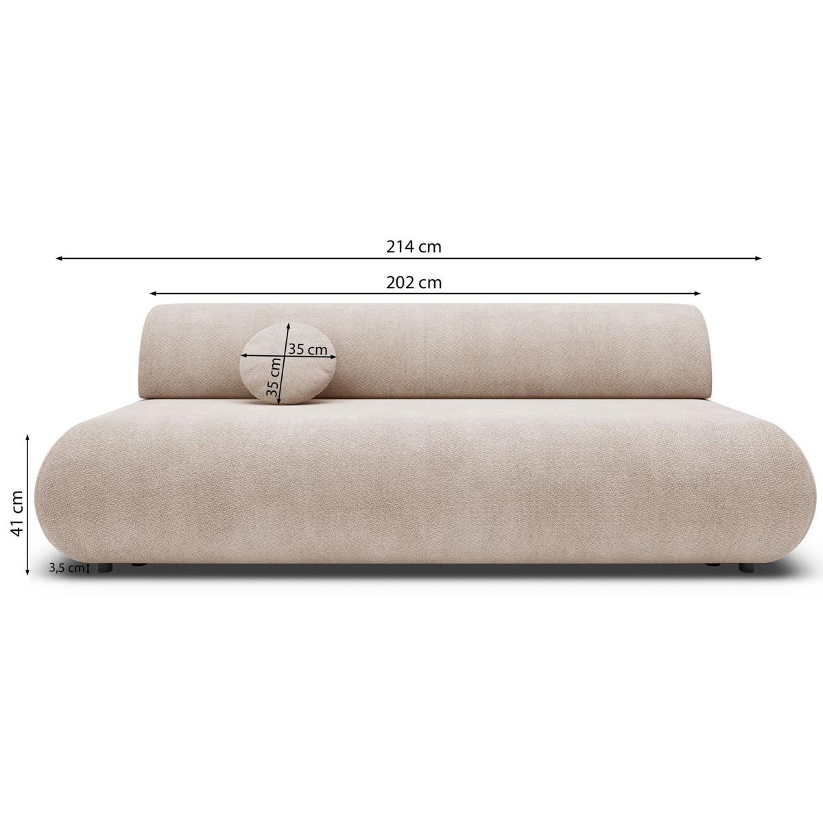3-SITZER SCHLAFSOFA Beige Chenille - Beige/Schwarz, Kunststoff/Textil (214/74/100cm) - Selsey