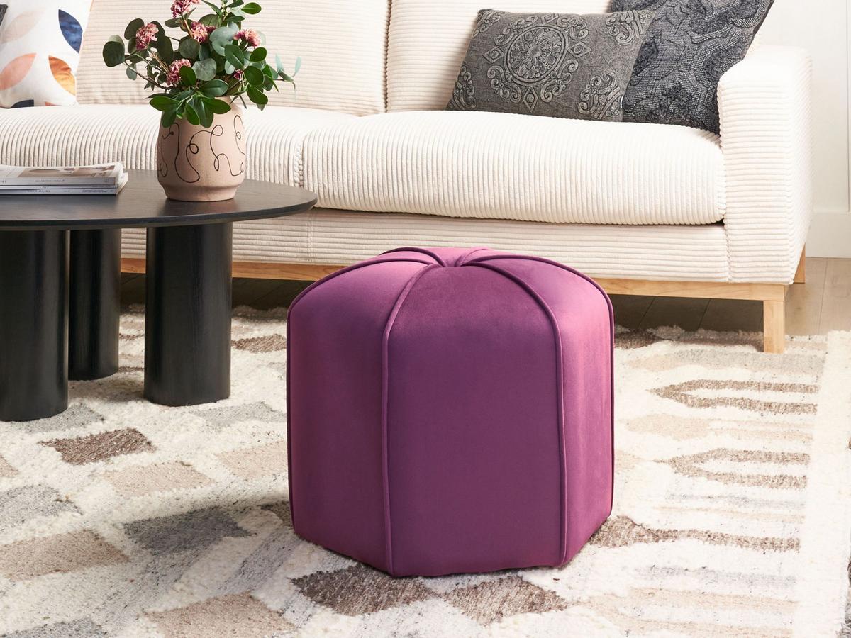 POUF Samtstoff Purpur Wishek - Lila, Textil (45/40/45cm) - Beliani