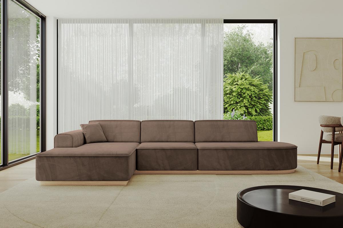 ECKSOFA Ottomane Links IREA-L2 - 327x165x80 cm Braun - Braun, Holzwerkstoff/Textil (327/165cm) - ALTDECOR