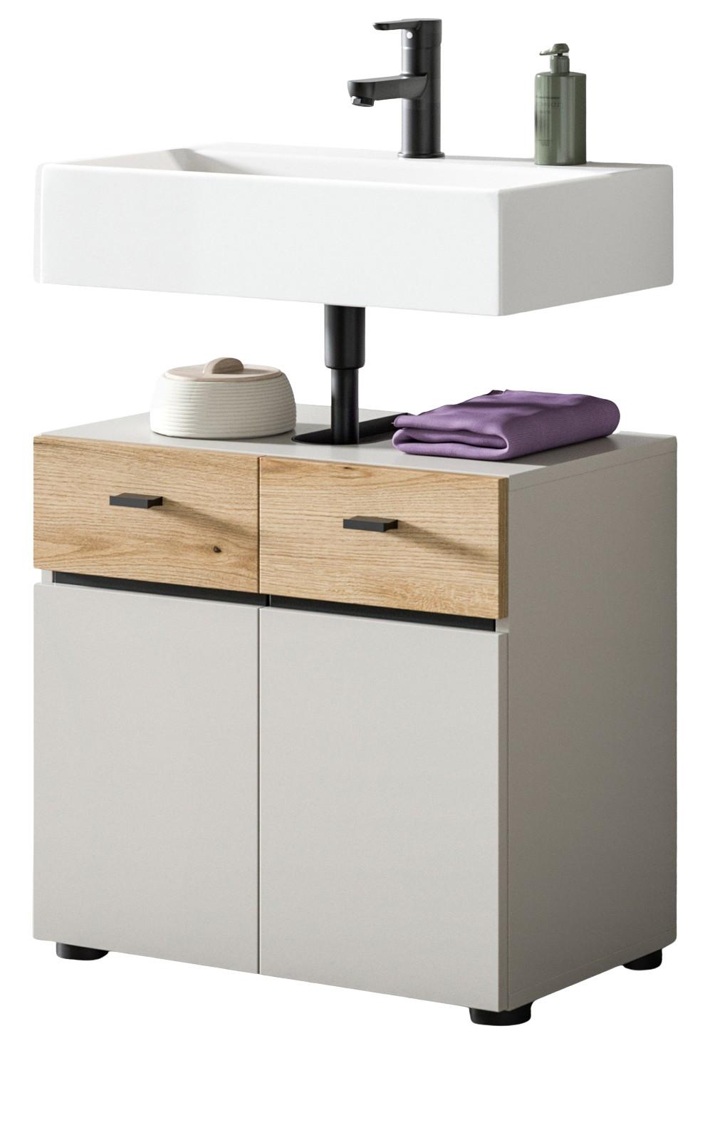 WASCHBECKENUNTERSCHRANK Kaschmir, Eiche Evoke 60 cm, Badschrank 2-türig - Kaschmir/Eichefarben, Holzwerkstoff/Kunststoff (60/56/35cm) - Inn.Furn