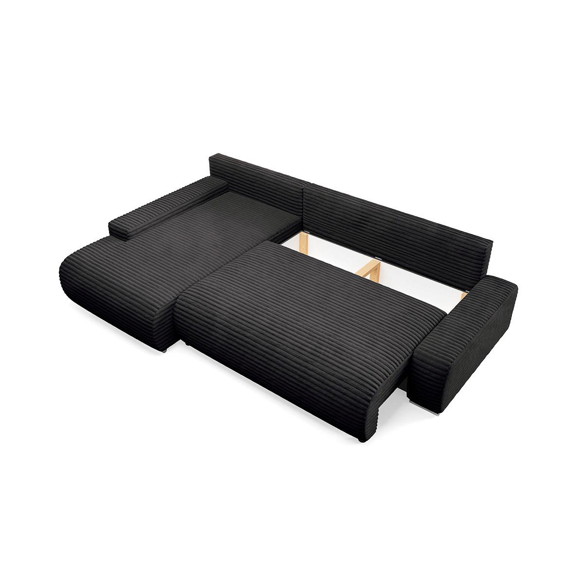 ECKSOFA Ivana 3 Sitzplätze Schwarz - Schwarz, Holz (265/172cm) - Petits-meubles