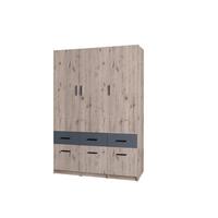 KLEIDERSCHRANK Eiche Wellington, Graphit 136/197,6/53,6 - Eichefarben/Graphitfarben, Holzwerkstoff (136/198/54cm) - RAUMHIRSCH FURNITURE