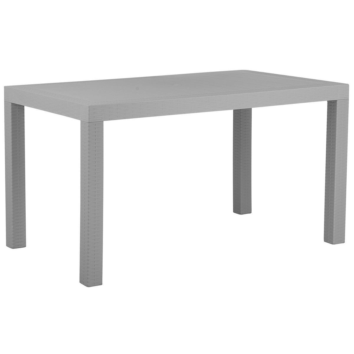 GARTENMÖBEL SET 6-Sitzer Rattanoptik hellgrau Fossano - Hellgrau, Kunststoff - Beliani