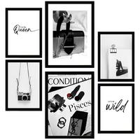POSTER Set Mit 6 Modefoto A3 & A4 Schwarzer Rahmen - Schwarz, Papier (29/3/42cm) - Nacnic