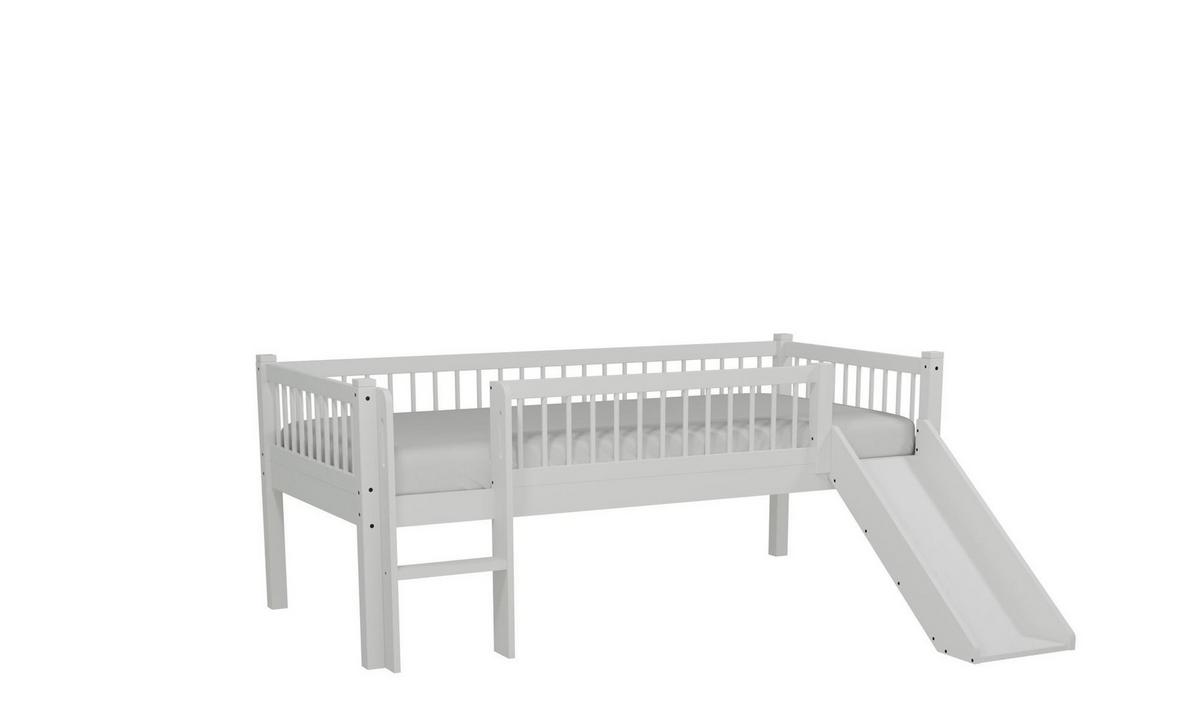 SPIELBETT 90x200 Keeley Buche Weiß mit Rutsche Leiter - Weiß, Holz (90/200cm) - 58aufmkessel