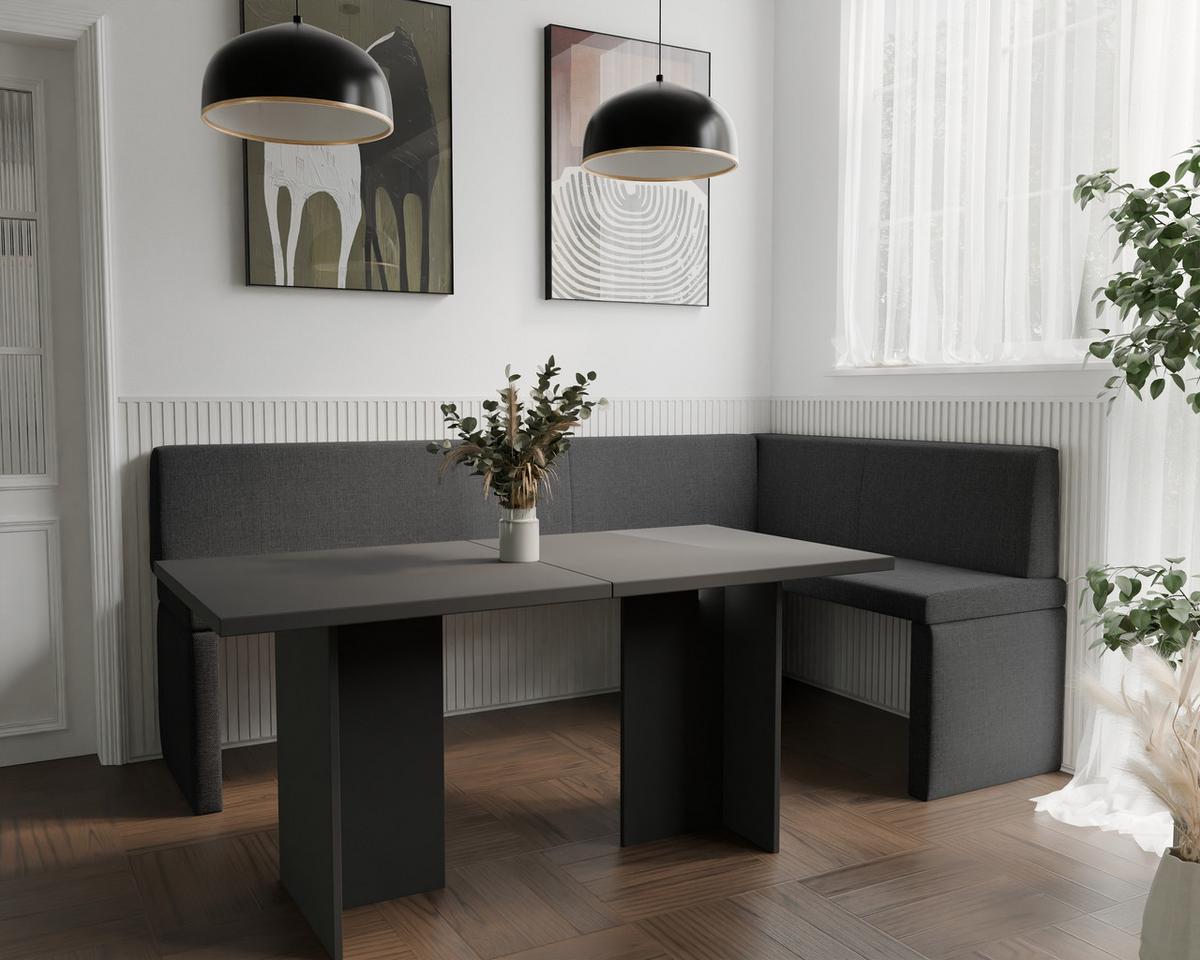 ECKBANK rechts OWEN Webstoff, 128/168 cm Anthrazit - Anthrazit, Holz/Textil (128/168cm) - Idohome