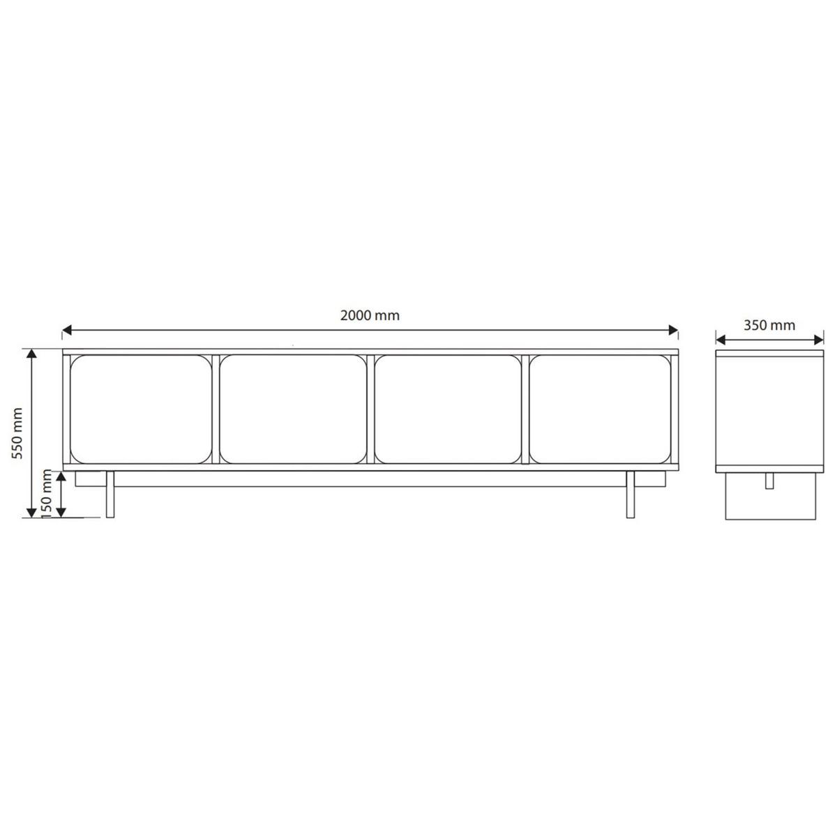 TV-LOWBOARD Wuwu Greige 200 cm - Taupe, Holzwerkstoff (200/55/35cm) - Selsey