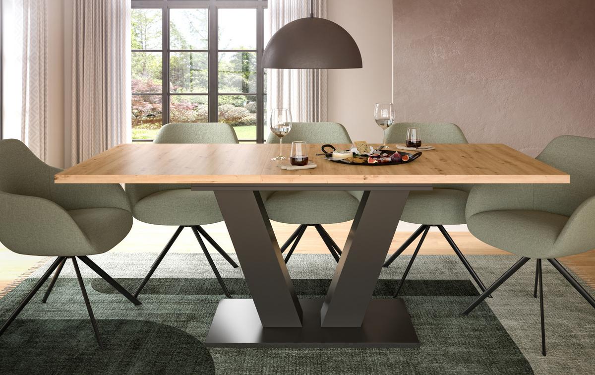 ESSTISCH Eiche, grau 150 - 190 cm, Küchentisch ausziehbar - Eiche Artisan/Grau, Holz/Holzwerkstoff (150/90/76cm) - Inn.Furn