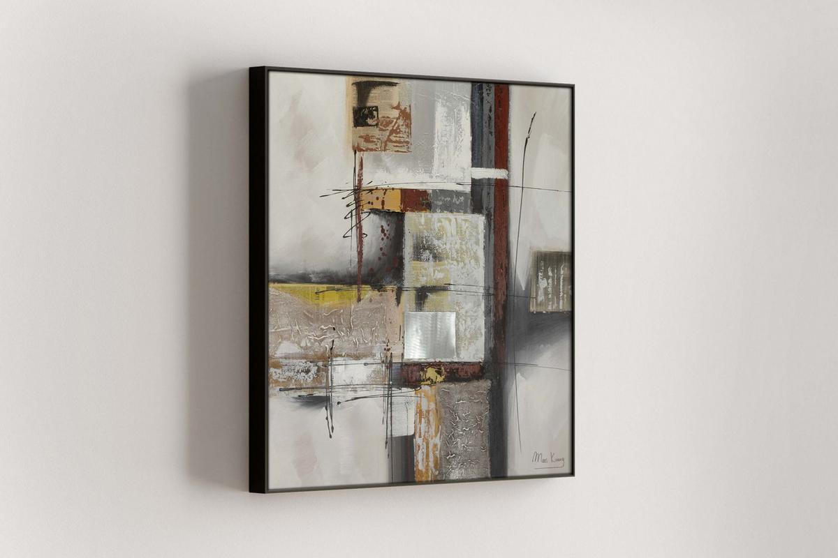 ACRYLBILD HANDGEMALT 80/80 cm - Beige/Grau, Holz/Textil (80/80cm) - KUNSTLOFT