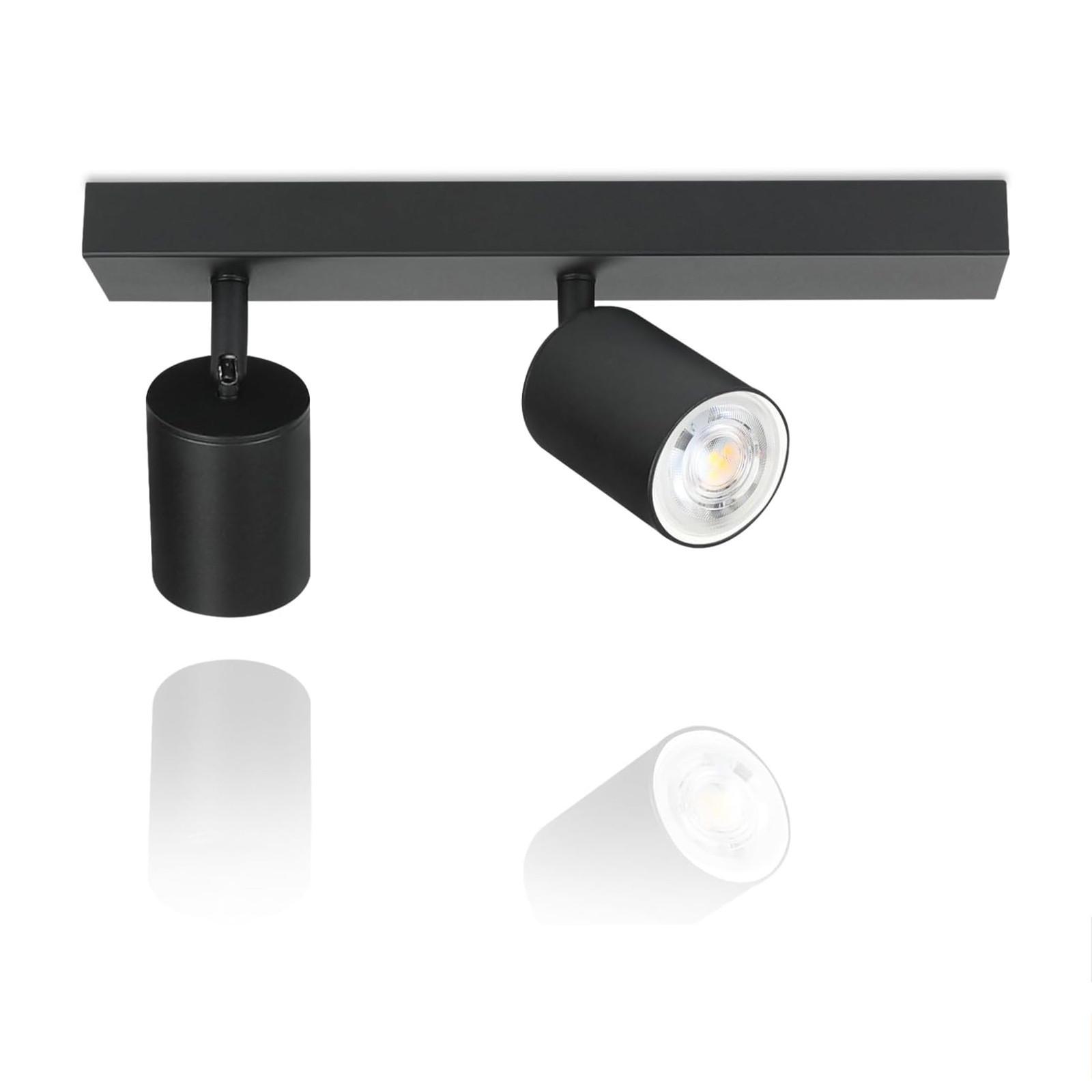 DECKENSTRAHLER Glanz 2-flammig 30/6/10 cm - Schwarz, Metall (30/6/10cm) - Nettlife
