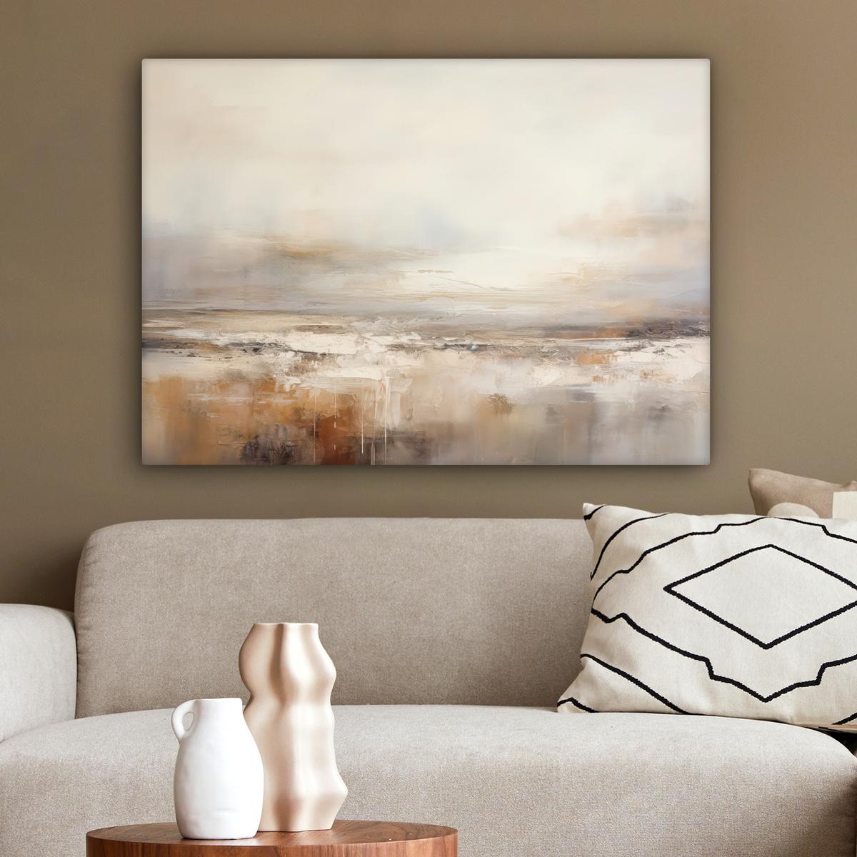 LEINWANDBILD Kunst - Industriell - Grau - Braun - Abstrakt Wandbilder 80x60 cm - Sandfarben, Textil (80/60cm) - MuchoWow