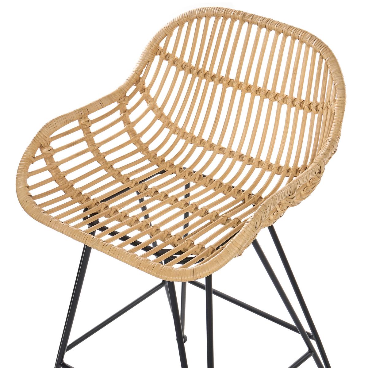 BARSTUHL 2er-Set Rattan Naturfarben Terrell - Naturfarben, Naturmaterialien (54/94/57cm) - Beliani