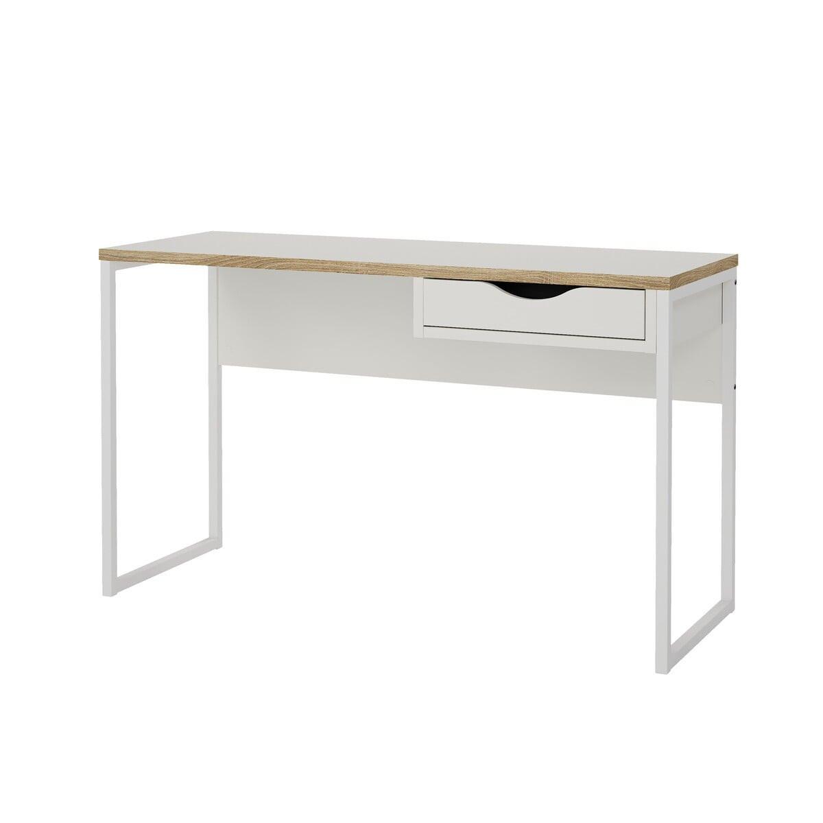SCHREIBTISCH mit 1 Schublade und Metallgestell function 130/48,4/76,8 cm - Weiß, Holzwerkstoff (130/48.4/76.8cm) - Calicosy