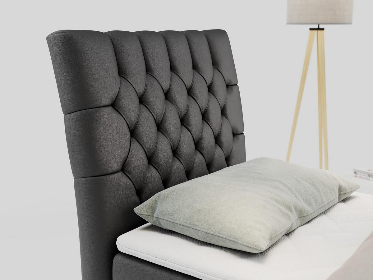 BOXBETT MILEN 90/200 Dunkelgrau Kunstleder - H4 - Links Seite - Dunkelgrau, Holz/Textil (90/200cm) - MKS