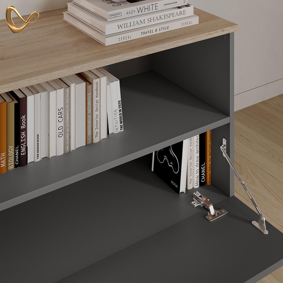 KOMMODE Piave Anthrazit/Sonoma mit 1 geschlossenem Fach - Anthrazit/Sonoma Eiche, Holzwerkstoff (80/50/40cm) - Livinity®