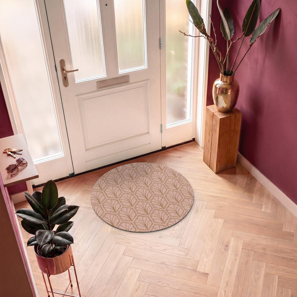 FUSSMATTE Lachsrosa - Muster - Geometrisch Schmutzfangmatte 90x90 cm - Altrosa, Kunststoff (90/0.4cm) - MuchoWow