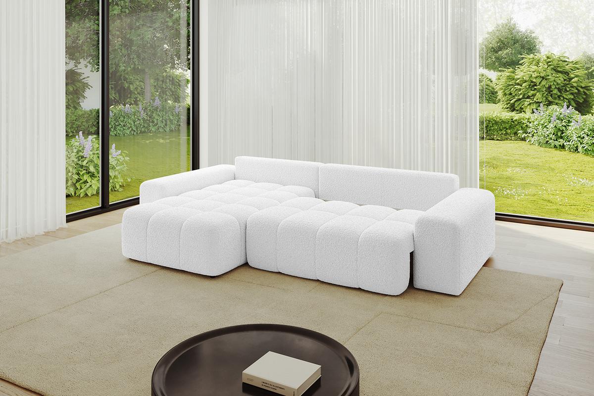 ECKSOFA Ottomane links ENIL-L 297x189x68 Weiß Bouclé - Weiß, Holzwerkstoff/Kunststoff (297/189cm) - ALTDECOR