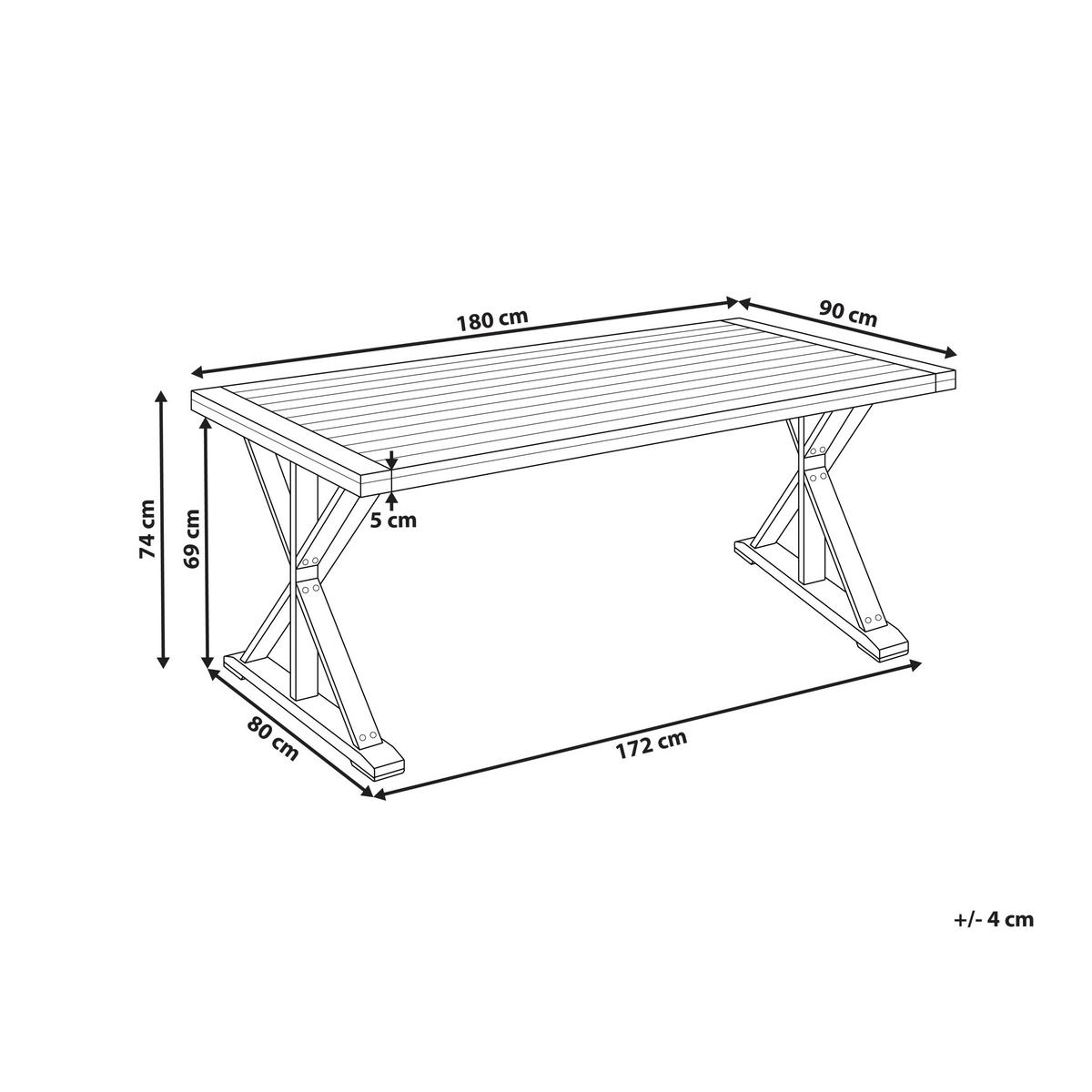 GARTENTISCH 90/180 cm Akazienholz Braun Calabritto - Braun, Holz (90/180/74cm) - Beliani