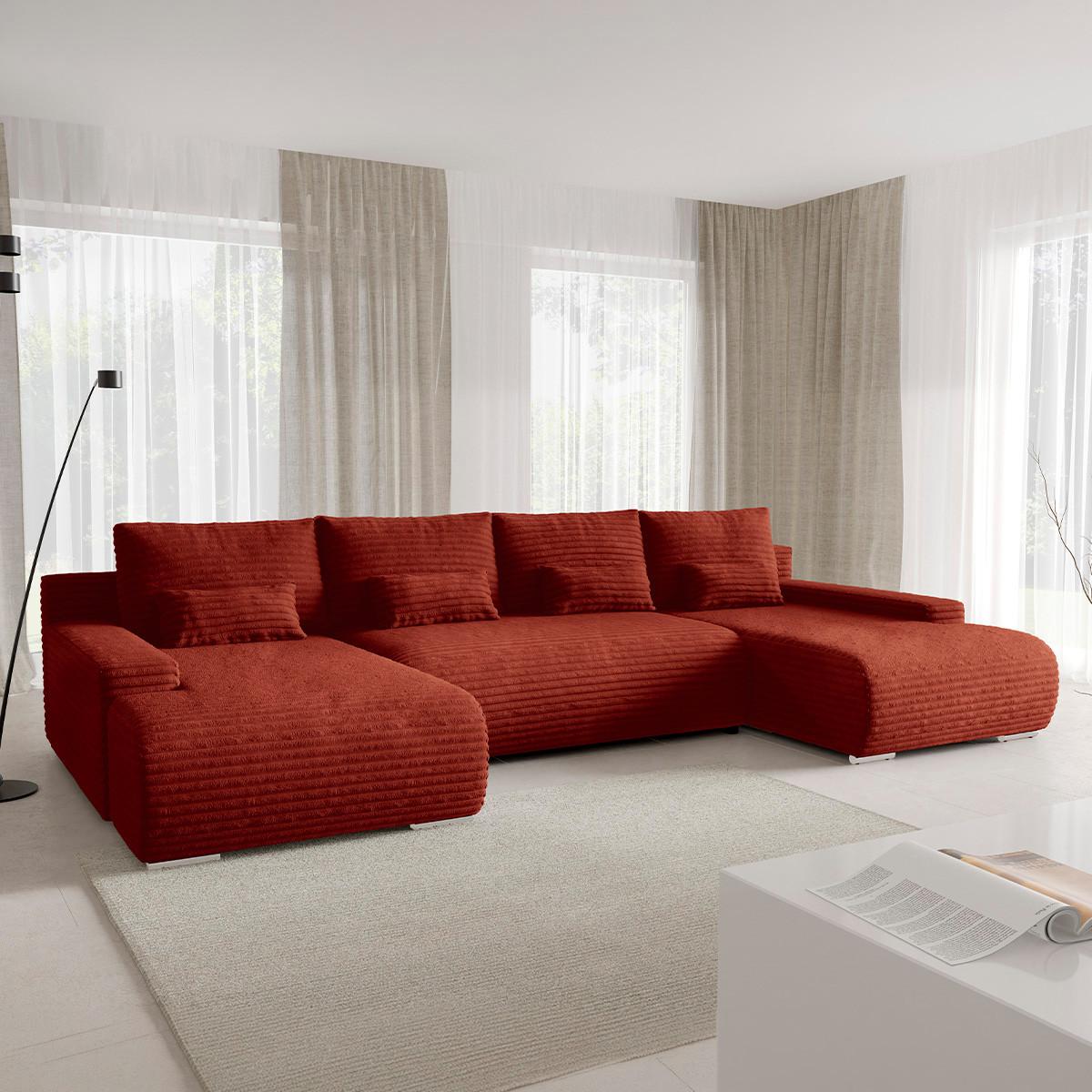PANORAMASOFA Ivana 4 Sitzplätze Terracotta - Orange, Holz (350/85/172cm) - Petits-meubles