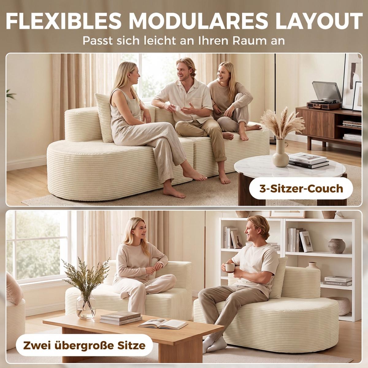 3-SITZER-SOFA Polyester Schaumstoff Beige - Beige, Textil (86/82/245cm) - HOMCOM