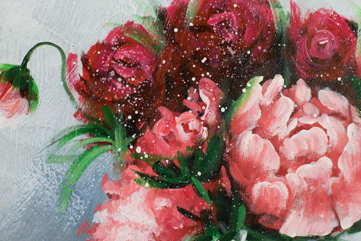 ACRYLBILD HANDGEMALT 60/60 cm - Rot/Grau, Holz/Textil (60/60cm) - KUNSTLOFT