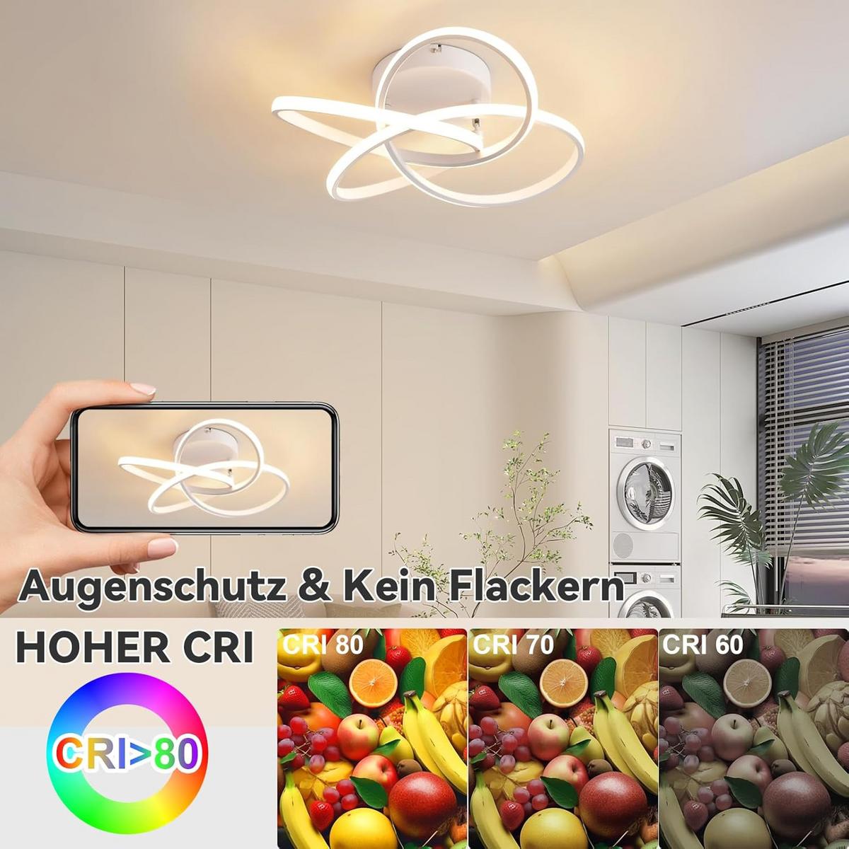 LED-DECKENLEUCHTE Timoa 45/42/16 cm - Weiß, Metall (45/42/16cm) - ZMH