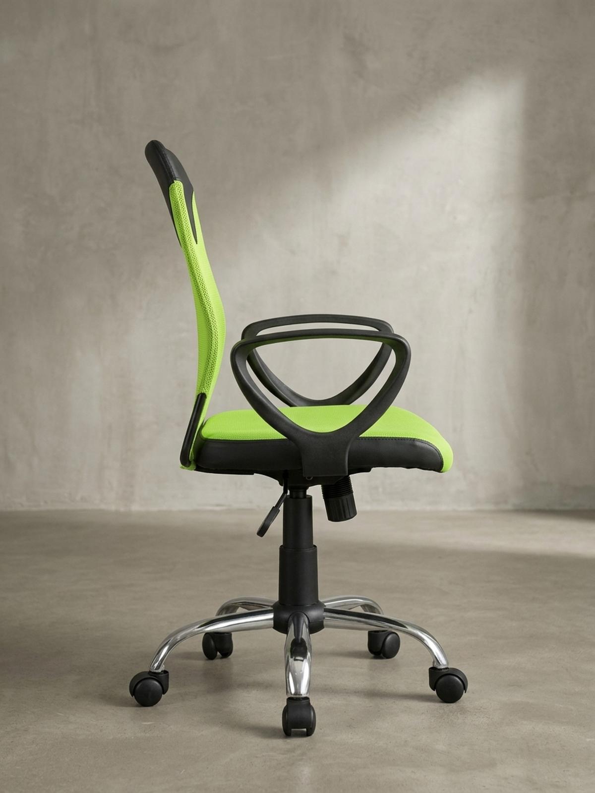 JUGENDDREHSTUHL Nylon Ergonomisch Höhenverstellbar DAVOS, Grün 60x60x101 cm - Silberfarben/Schwarz, Textil/Metall (60/101/60cm) - KADIMA DESIGN