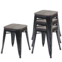 HOCKER HOLZ-SITZFLÄCHE Schwarz 4er-Set - Schwarz, Holz (39/45/39cm) - MCW