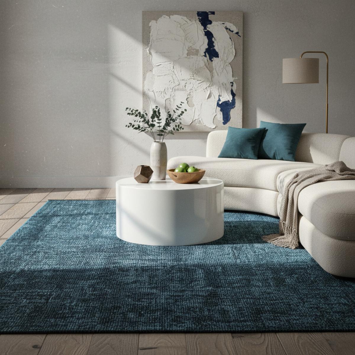 TEPPICH aus Baumwolle Waschbar KOFEL in Blau, einfarbig, 80 x 150 cm - Blau, Textil (150/80cm) - KADIMA DESIGN