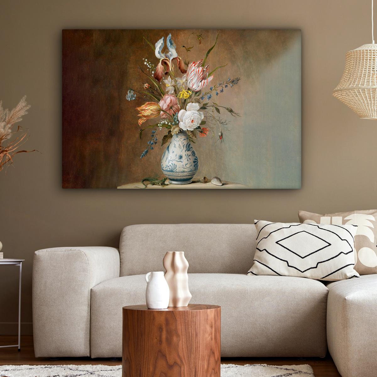 LEINWANDBILD Alte Meister - Blumen - Balthasar van der Ast XXL 150x100 cm - Hellbraun, Textil (150/100cm) - MuchoWow