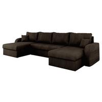 WOHNLANDSCHAFT Kris U Cord - Nussbaumfarben/Schwarz, Holz/Kunststoff (304/80/140cm) - MIRJAN24