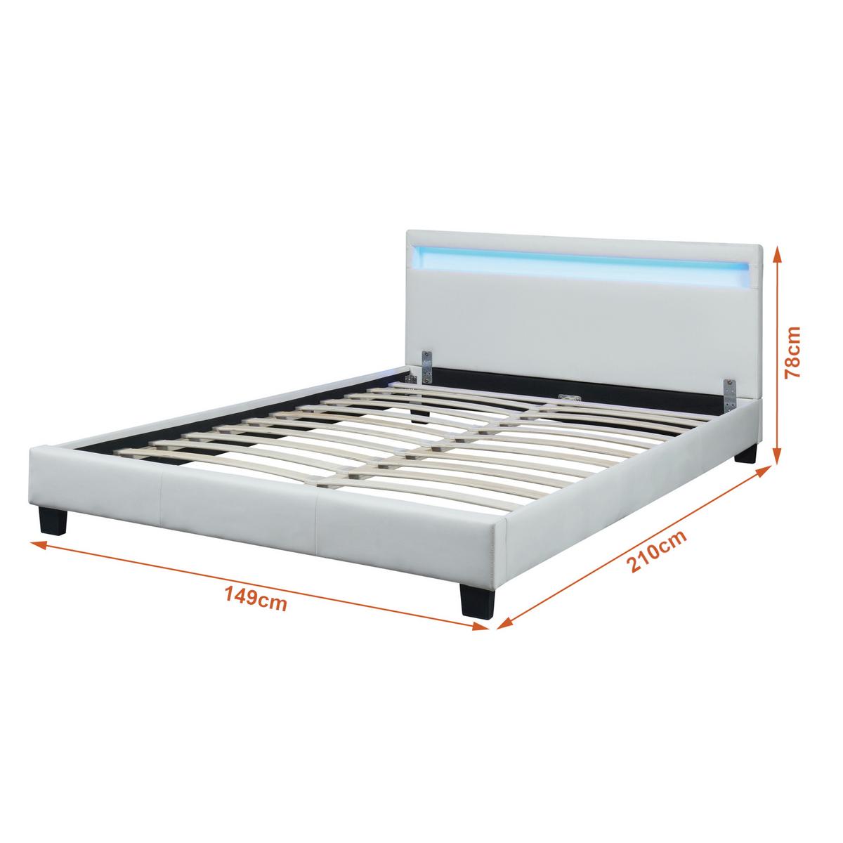 POLSTERBETT Paris mit LED-Beleuchtung - Weiß, Textil (140/200cm) - Corium