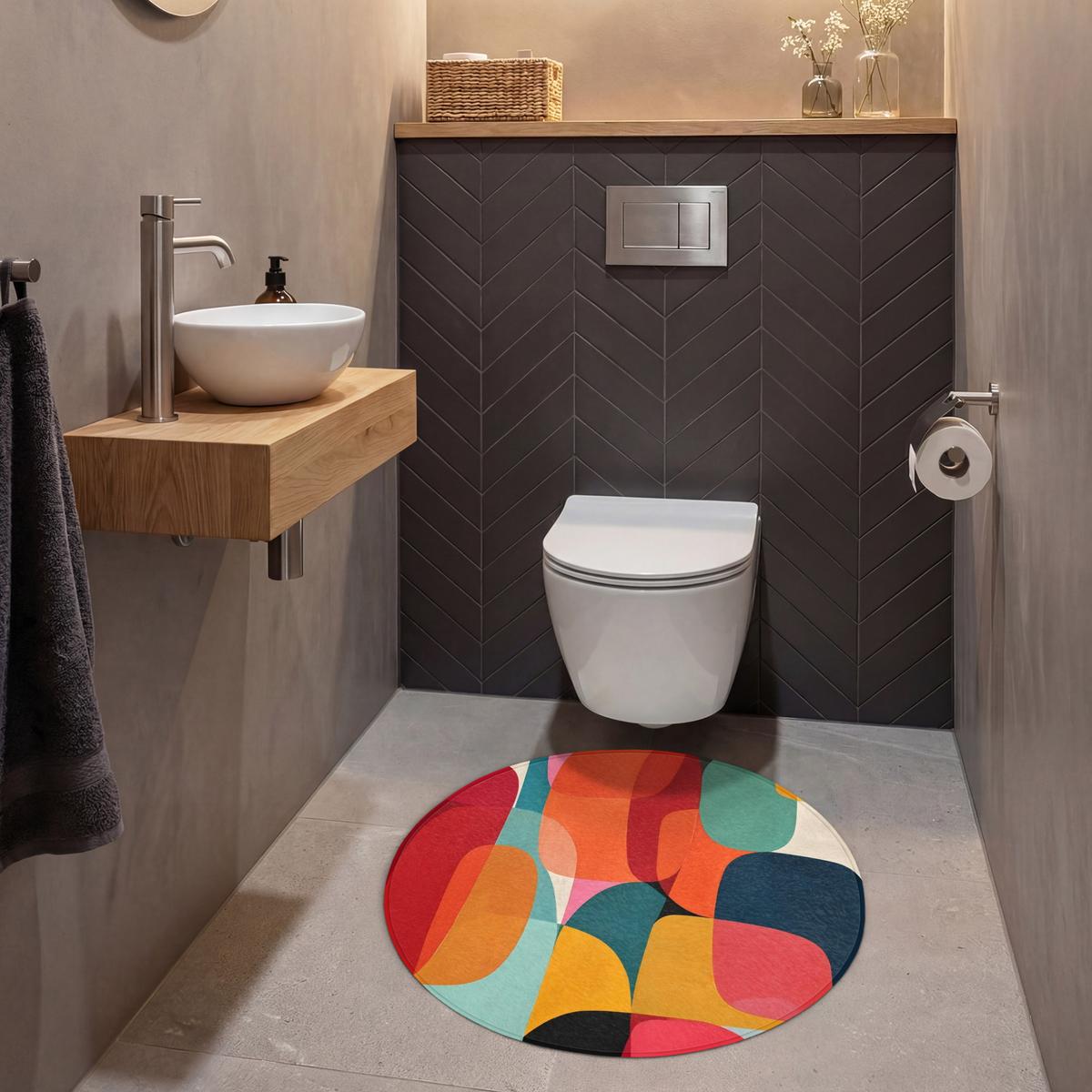 WC-VORLEGER Formen - Bunt - Abstrakt - Flugzeuge Toilettenteppich 70x70 cm - Multicolor, Textil (70/1cm) - OnlyWow