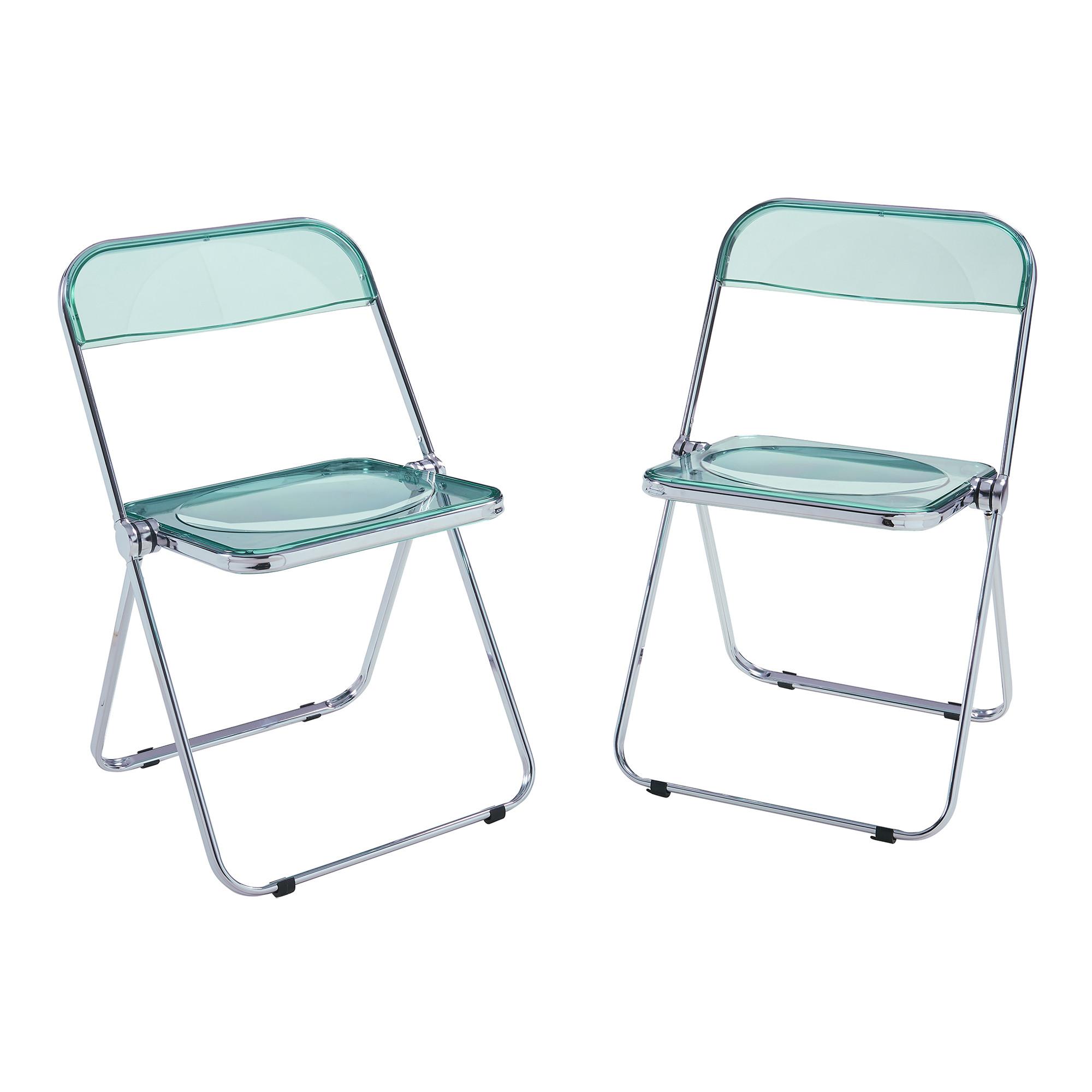 KLAPPSTUHL-SET Pornainen 2 TLG. - Mintgrün, Kunststoff/Metall (46/74/47cm) - [en.casa]
